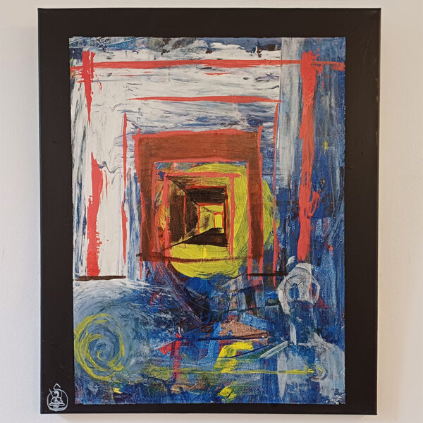 Tableau abstrait original Écran de Baptiste Cupit, multitechnique sur toile 46 x 55 cm