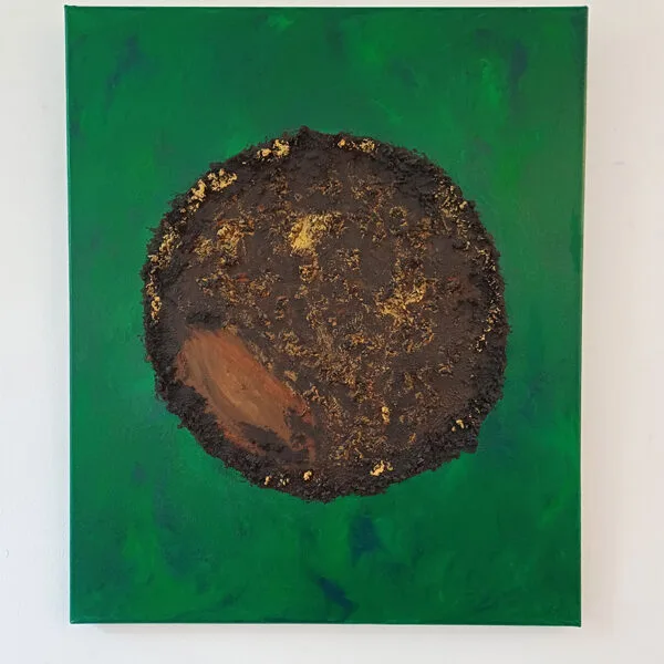 Tableau Graine verte de Baptiste Cupit, œuvre originale multitechnique sur toile au format 46 x 55 cm