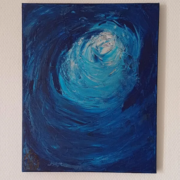 Tableau abstrait Eau de Baptiste Cupit, peinture acrylique originale sur toile format 41x33 cm