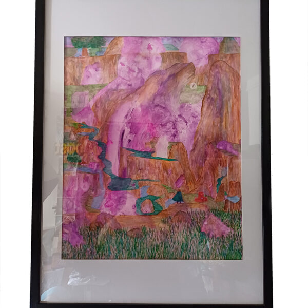 Tableau Amour de Baptiste Cupit, aquarelle originale encadrée sur papier lavis format 50 x 65 cm