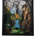 Tableau Puissamere de Baptiste Cupit, œuvre originale multitechnique sur papier encadrée en bois sous verre, format 50 x 40 cm