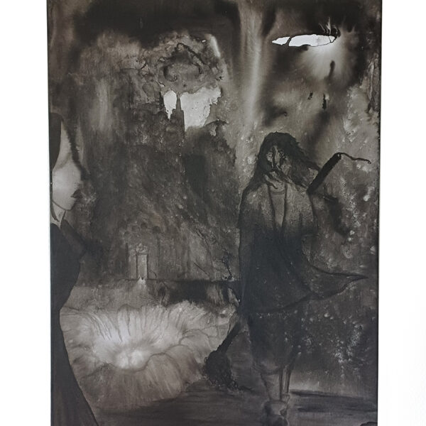 Tableau Primasquonge de Baptiste Cupit, œuvre originale en encre de Chine sur toile au format 50 x 70 cm