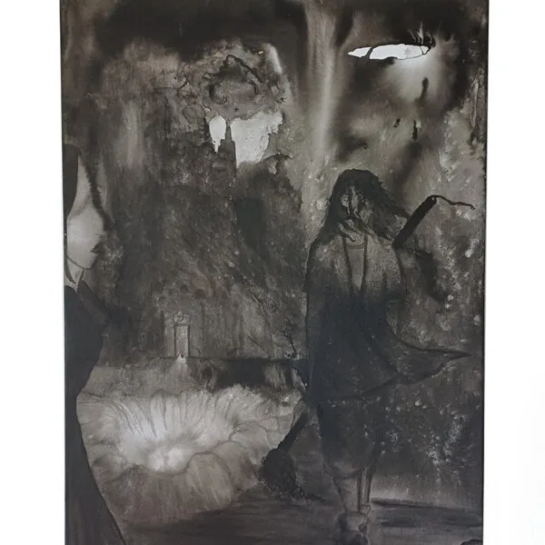 Tableau Primasquonge de Baptiste Cupit, œuvre originale en encre de Chine sur toile au format 50 x 70 cm