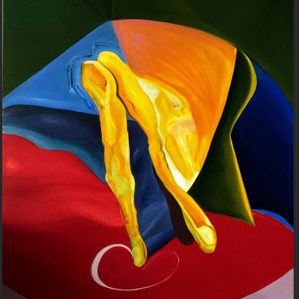 Tableau abstrait coloré original signé Eric Baudard, format 89 x 116 cm