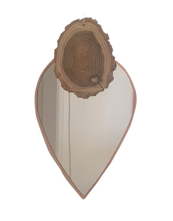 Miroir artisanal en forme de goutte acacia