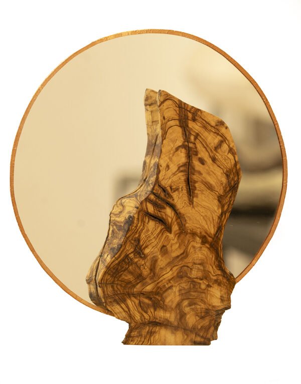 Miroir rond en bois d’olivier