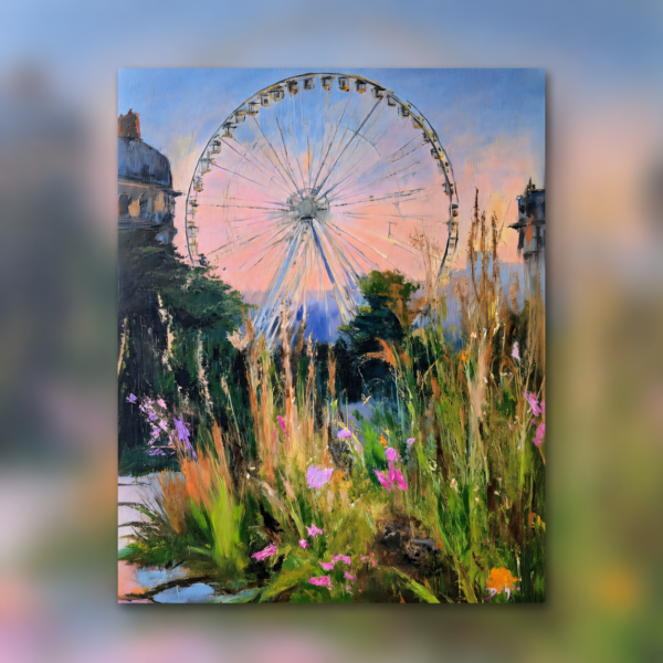 Tableau La Grande Roue Exotique en acrylique sur toile, oeuvre originale format 40 x 60 cm