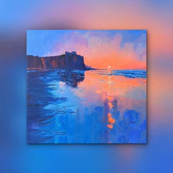Tableau Solaire peinture acrylique abstraite aux tons pastel et néon, format 30x40 cm