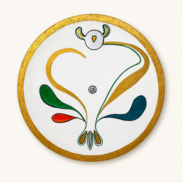 L’Art Moderne, tableau rond original de Claude Sauvage avec bordure dorée